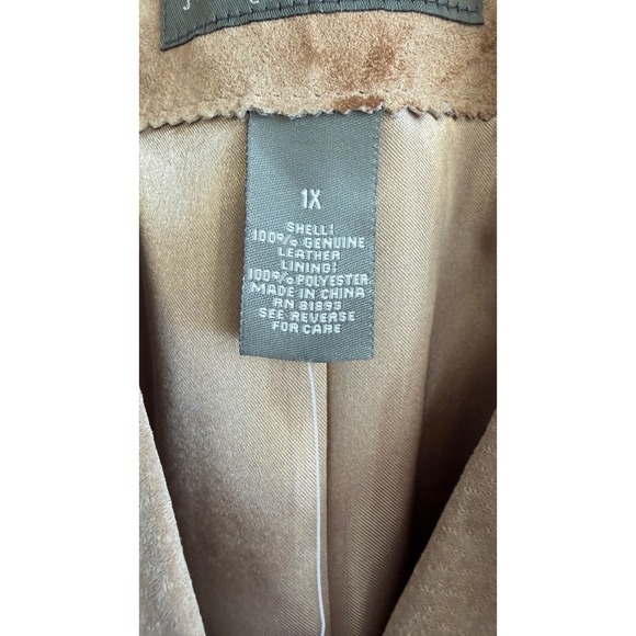 NWT Jessica Holbrook Genuine Leather Suede Blazer Jacket 1X Beige - Picture 3 of 14